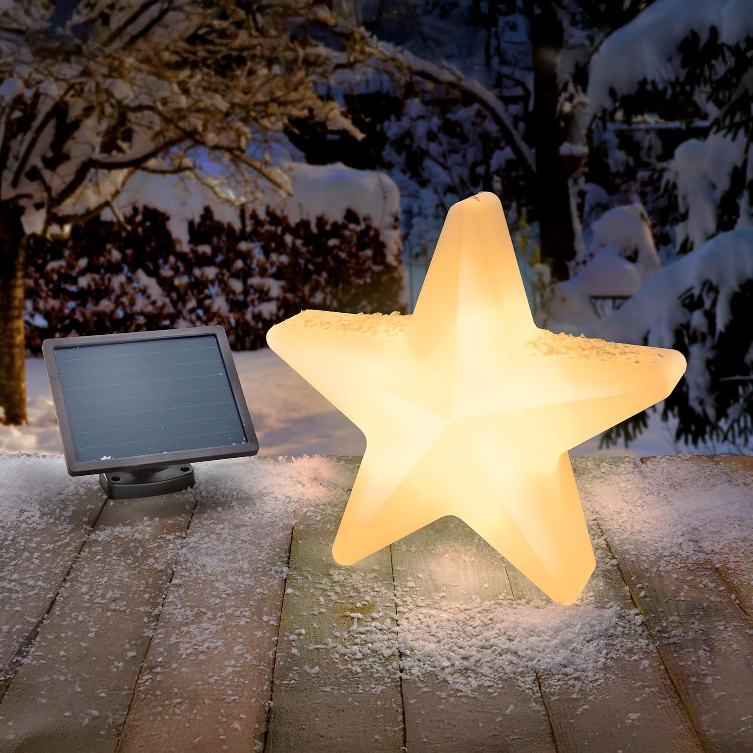 Esotec 3D Weihnachtsstern Solar, beleuchtet außen, groß, LED-Stern, outdoor, Deko Außenstern, warmweiß kaltweiß umschaltbar, Gartenbeleuchtung, Weihnachtsdeko, Weihnachtsbeleuchtung, D39,5cm, 102122 — Ansicht 2