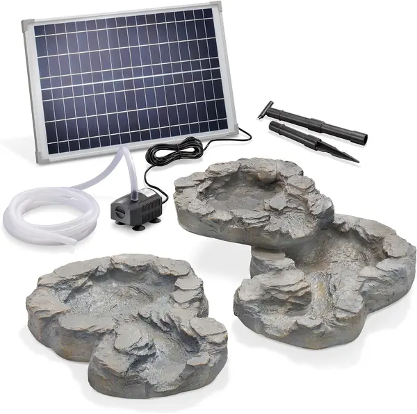Bachlaufschalenset 3-teilig mit Solar-Pumpenset