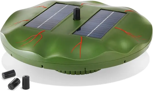 Schwimmender Solarbrunnen Seerose – Solar Teichpumpe