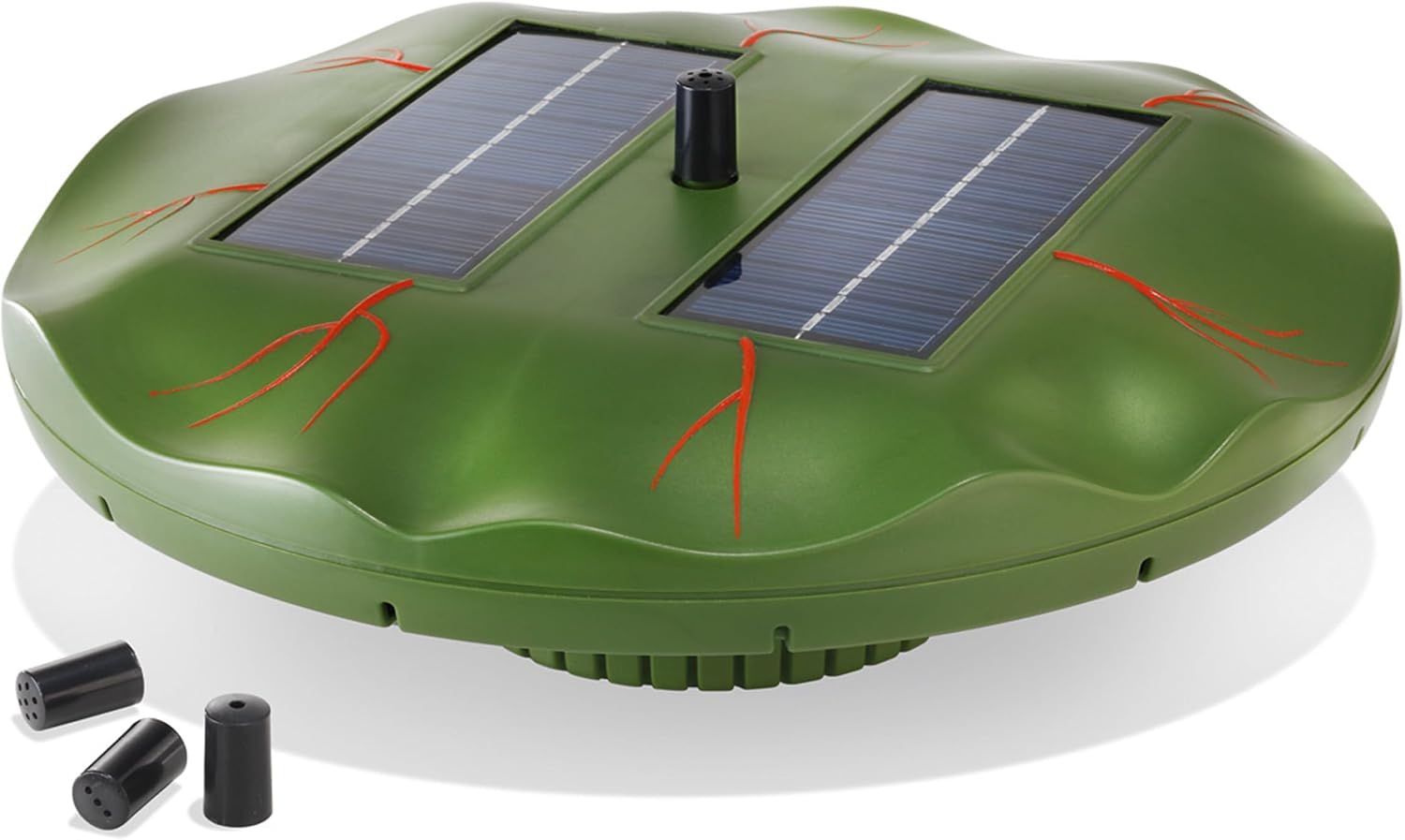esotec Schwimmender Solarbrunnen Seerose – Solar Teichpumpe Wasserspiel für Gartenteich – 160 l/h Direktbetrieb, 4 Fontänen 101770