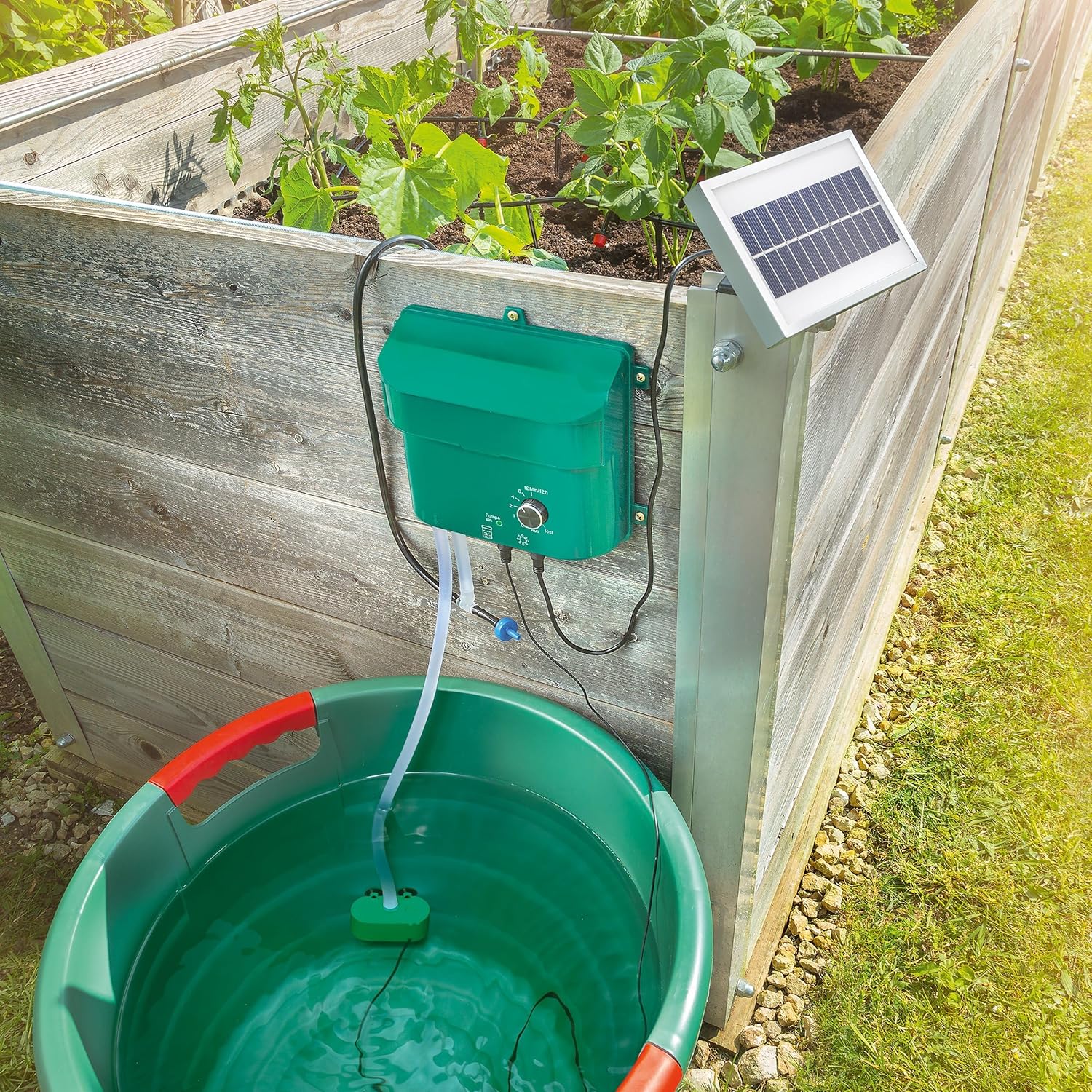 Esotec Solar Bewässerungssystem Garten mit Solarpumpe, 15 Ausgänge, Bewässerungscomputer, Tröpfchenbewässerung, Hochbeet Zubehör 101100 — Ansicht 6