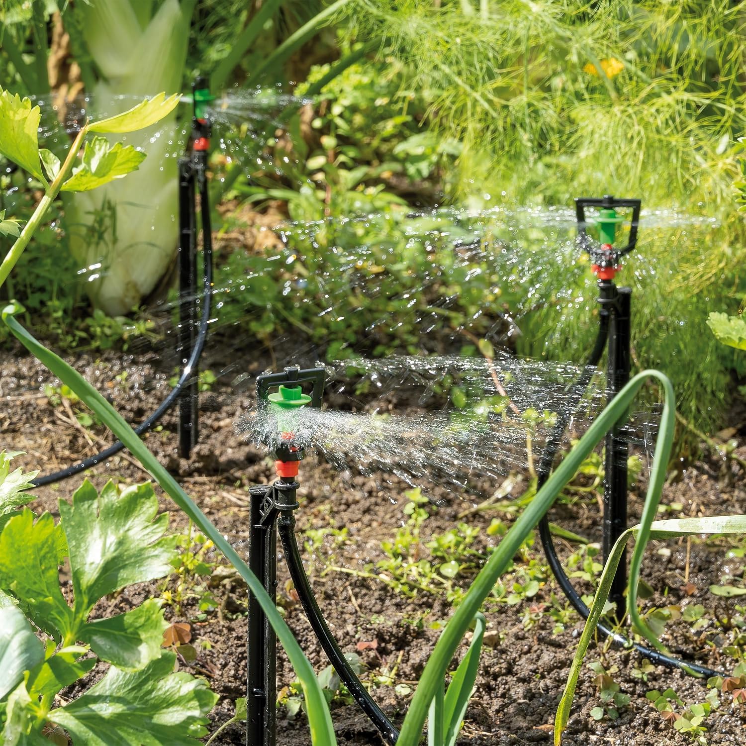 Esotec Solar Bewässerungssystem WaterSprinkle Professional, Sprinklersystem, 6 Sprinkler, Sprinkleranlage, Gartensprinkler, automatische Pflanzenbewässerung, Hochbeet, Gewächshaus, Garten, 101121 — Ansicht 4