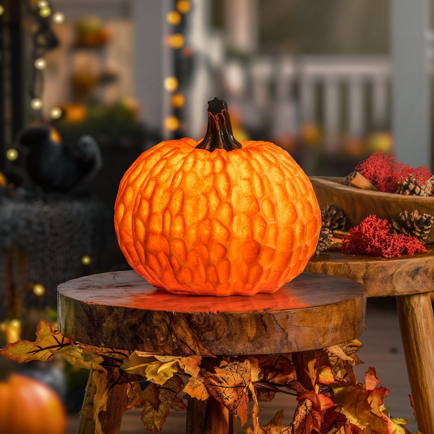 Esotec Solar Dekoleuchte Kürbis, Duo Color, 20cm, Gartenfigur, Herbstdeko, Halloween, Solarlampe stehend, Balkondeko, Terrassendeko, Dekoleuchte, wetterfest, outdoor, außen, 102683 — Ansicht 2