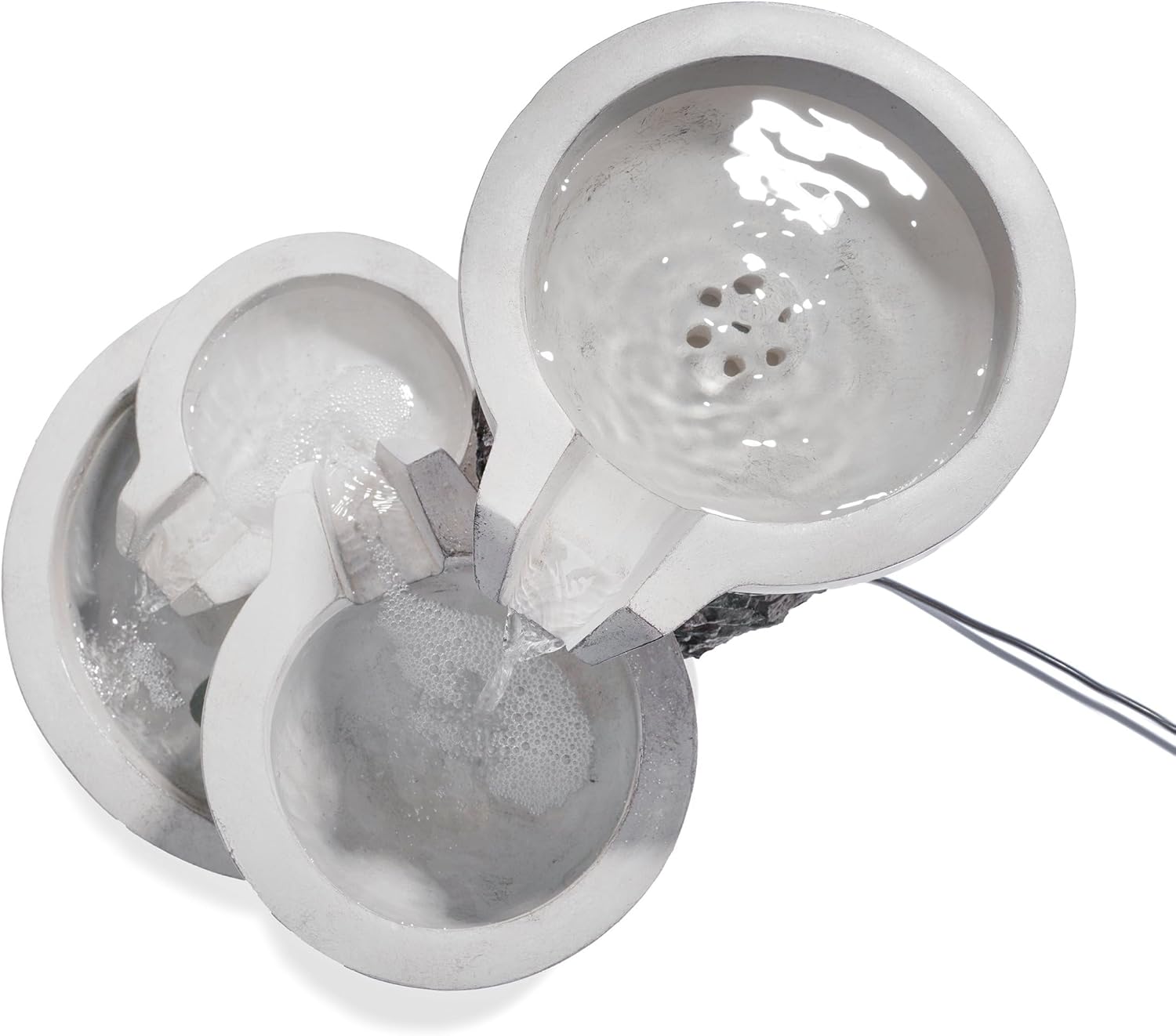 esotec Solar Kaskadenbrunnen Bowl Fountain, Direktbetrieb, Gartenliebhaber Geschenk, freistehender Springbrunnen für außen, Gartenbrunnen Quellstein, Wasserschale Wasserfall, grau H=42cm 101311 — Ansicht 4