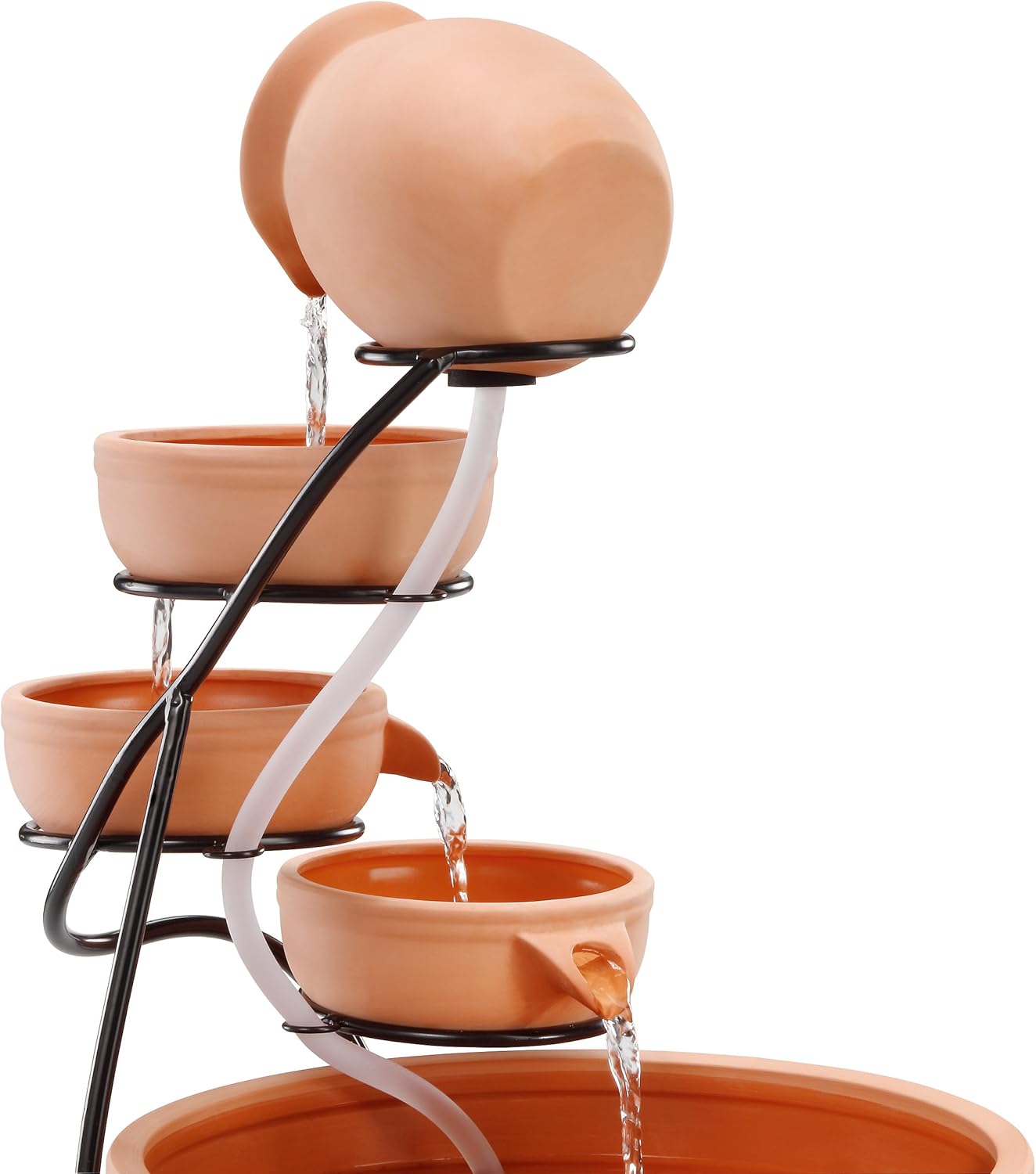 esotec Solar Kaskadenbrunnen Livorno, Keramik, Gartenliebhaber Geschenk, Springbrunnen außen, Gartenbrunnen Wasserspiel, Katzenbrunnen, Terrakotta braun H=55cm 101302 — Ansicht 5