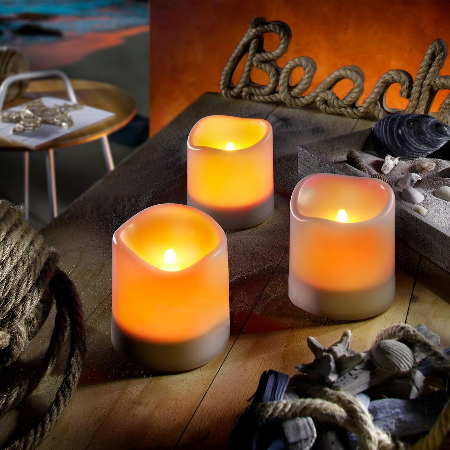 Esotec Solar Leuchtkerzen Romantica, 3er Set, Flackerlicht, LED Kerzenleuchte, Tischleuchte, Dekoleuchte außen, Stehleuchte, Akku, Solarleuchte, Grabkerze, draußen, 10x10cm, outdoor, 102054 — Ansicht 2