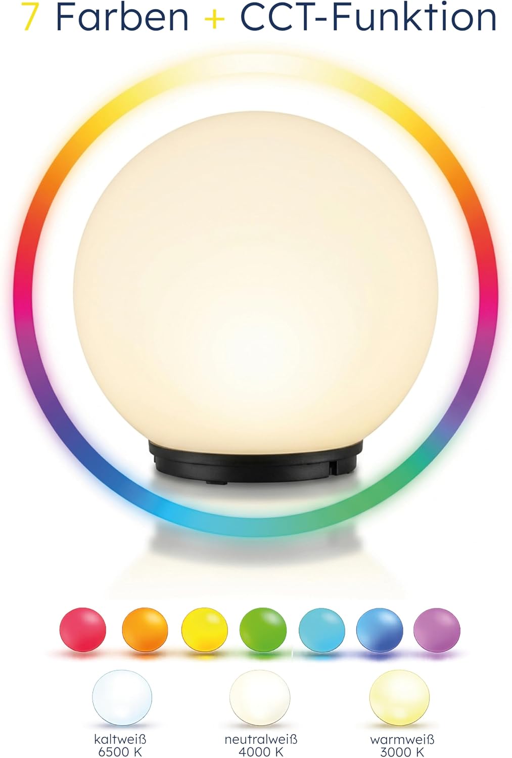 Esotec Solar Leuchtkugel Liana 25, multicolor, 25cm, Fernbedienung, Farbwechsel, Akku, Erdspieß oder Schraubbefestigung, RGB LED Gartenkugel, Solarkugel, IP44, wetterfest, winterfest, außen 102639 — Ansicht 4