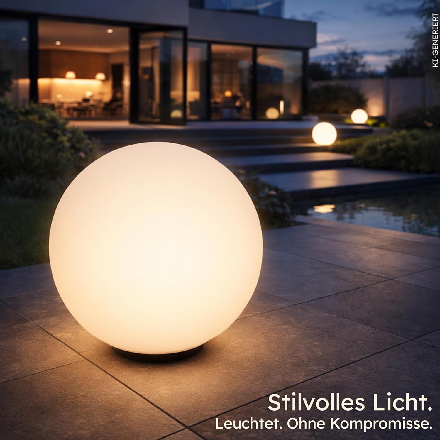 Esotec Solar Leuchtkugel Liana 50 CCT, multicolor, Fernbedienung, 2x Erdspieße, Li-Ion Akku, RGB LED Gartenkugel, Solarkugel, IP44, wetterfest, winterfest, außen, D=50cm, 102642 — Ansicht 2