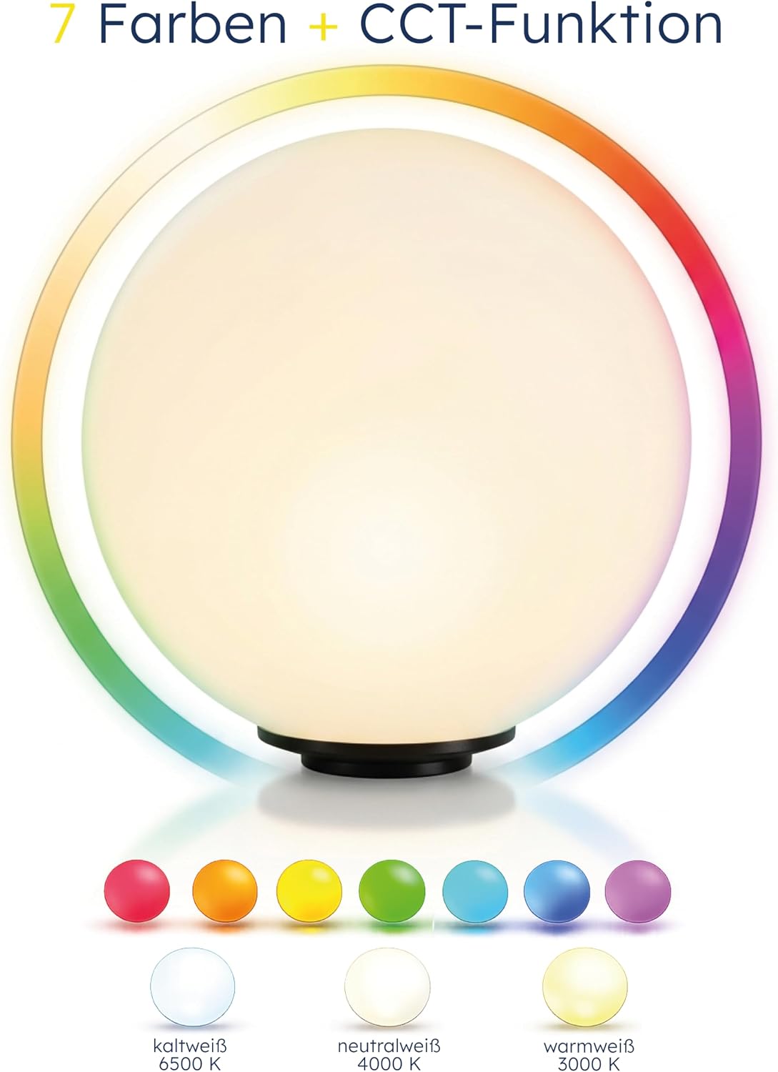 Esotec Solar Leuchtkugel Liana 50 CCT, multicolor, Fernbedienung, 2x Erdspieße, Li-Ion Akku, RGB LED Gartenkugel, Solarkugel, IP44, wetterfest, winterfest, außen, D=50cm, 102642 — Ansicht 4