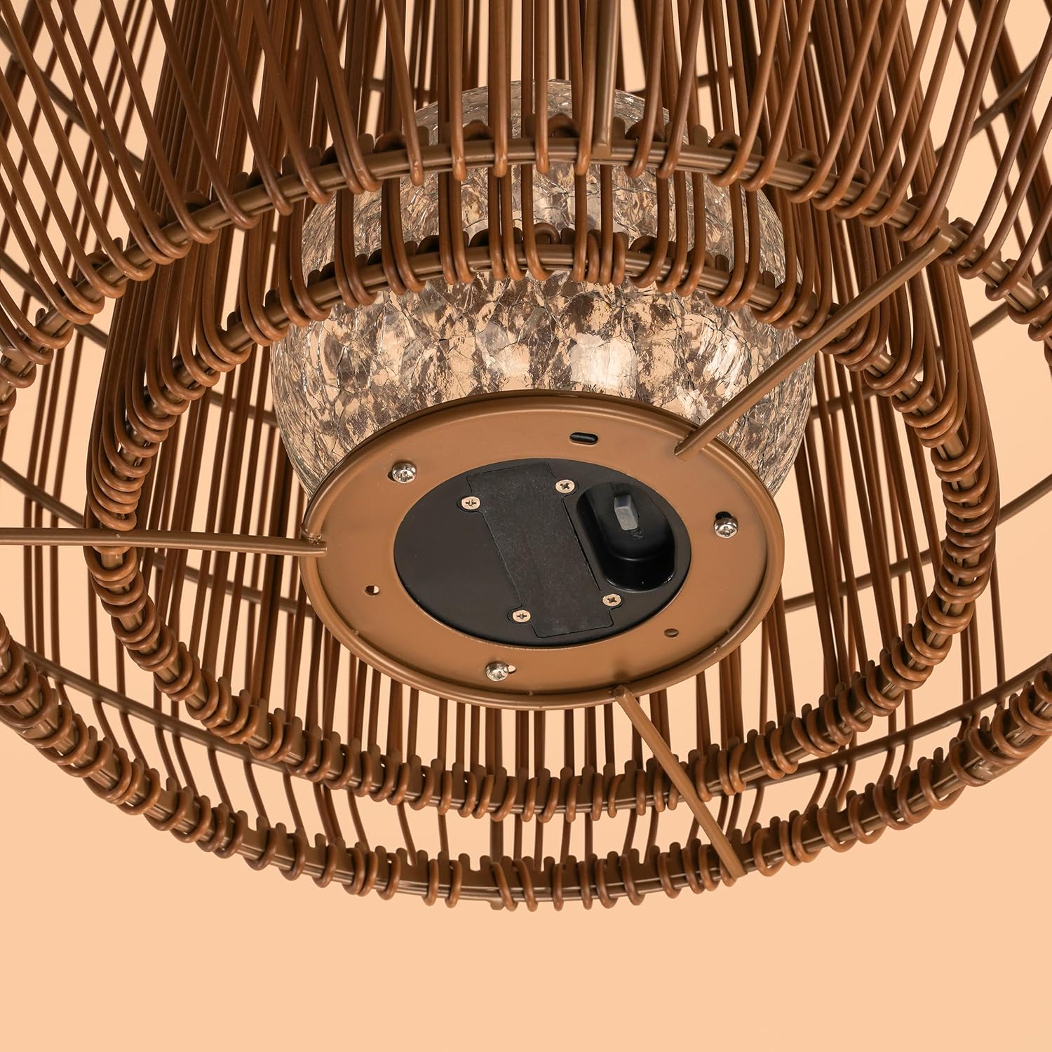 Esotec Solar Rattanleuchte Isabella 40, Crackle Bruchglas Kugel, Boho Windlichter für draußen, Polyrattan-Geflecht, Akku, Solarleuchte Rattan, wetterfest, outdoor, außen, IP44, Höhe 39,8cm, 102282 — Ansicht 6