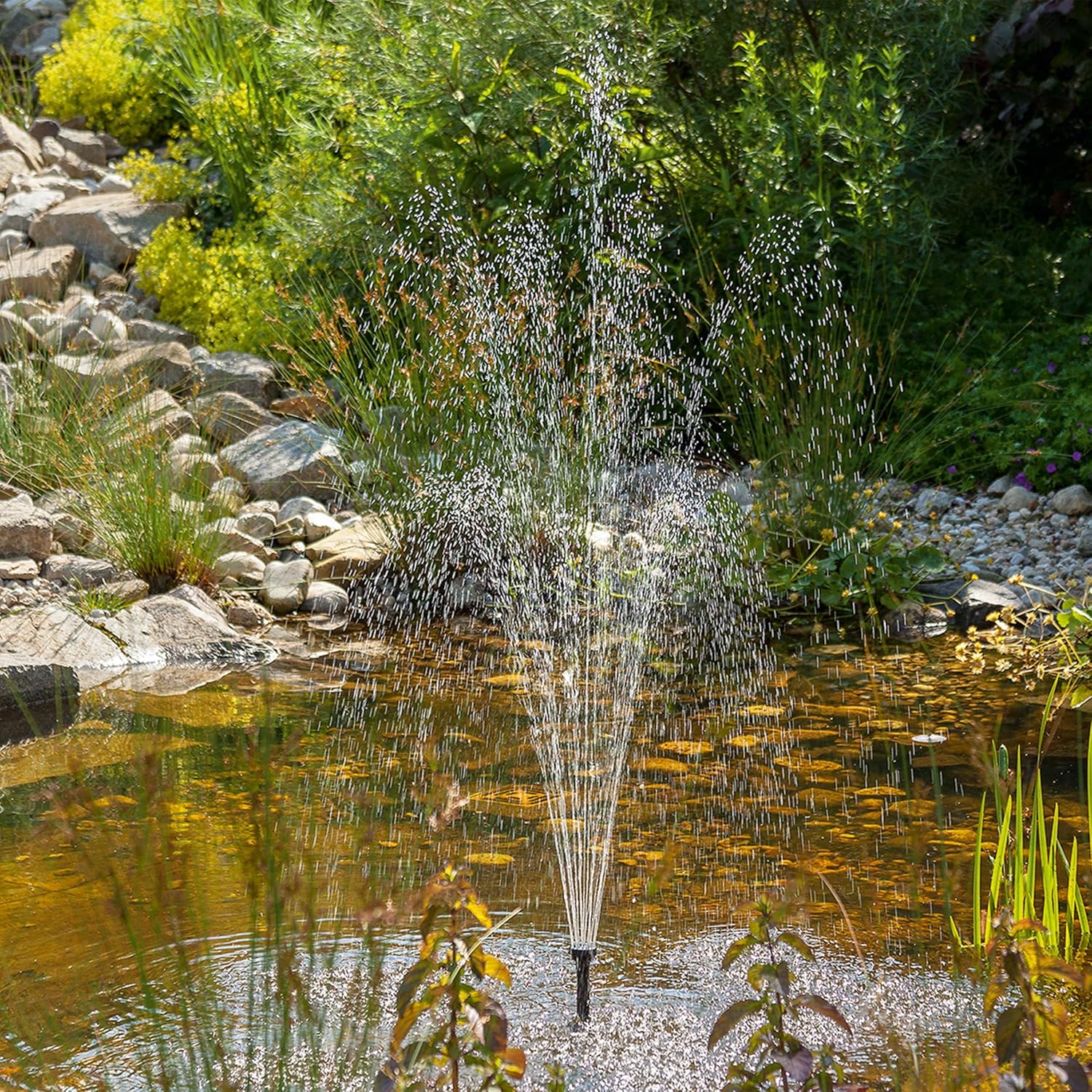 Esotec Solar Teichfilter 25/875, Solar Teichfilterset mit 875 l/h Teichpumpe, Unterwasserfilter für Gartenteiche bis 3000 l, 25Wp Solarmodul, Springbrunnen 100902 — Ansicht 5
