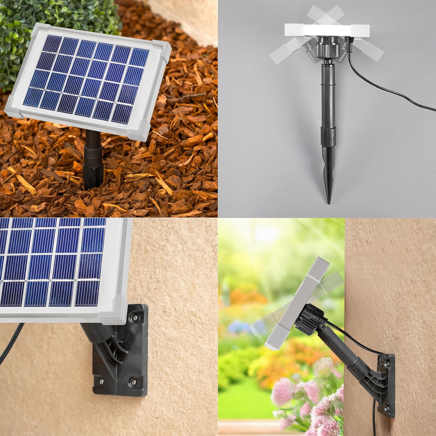 esotec Solar Teichpumpe Rimini S 175 l/h mit 2W Solarmodul – Solarbrunnen für Gartenteich & Wasserspiel – Direktbetrieb, 4 Fontänenaufsätze 101701 — Ansicht 3