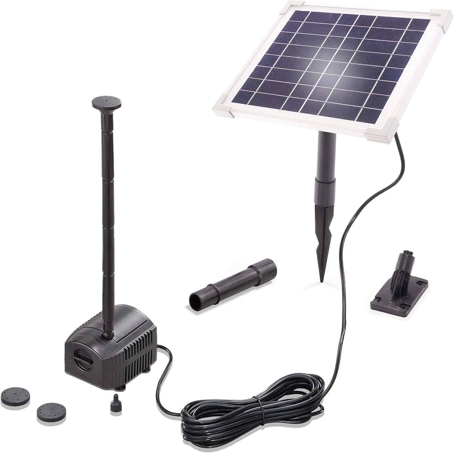 esotec Solar Teichpumpenset mit Akku 6/230 LiFePO4, Solar Teichpumpe 230 l/h 6,4 VDC, Wasserspiel Springbrunnen IP68 außen 101933