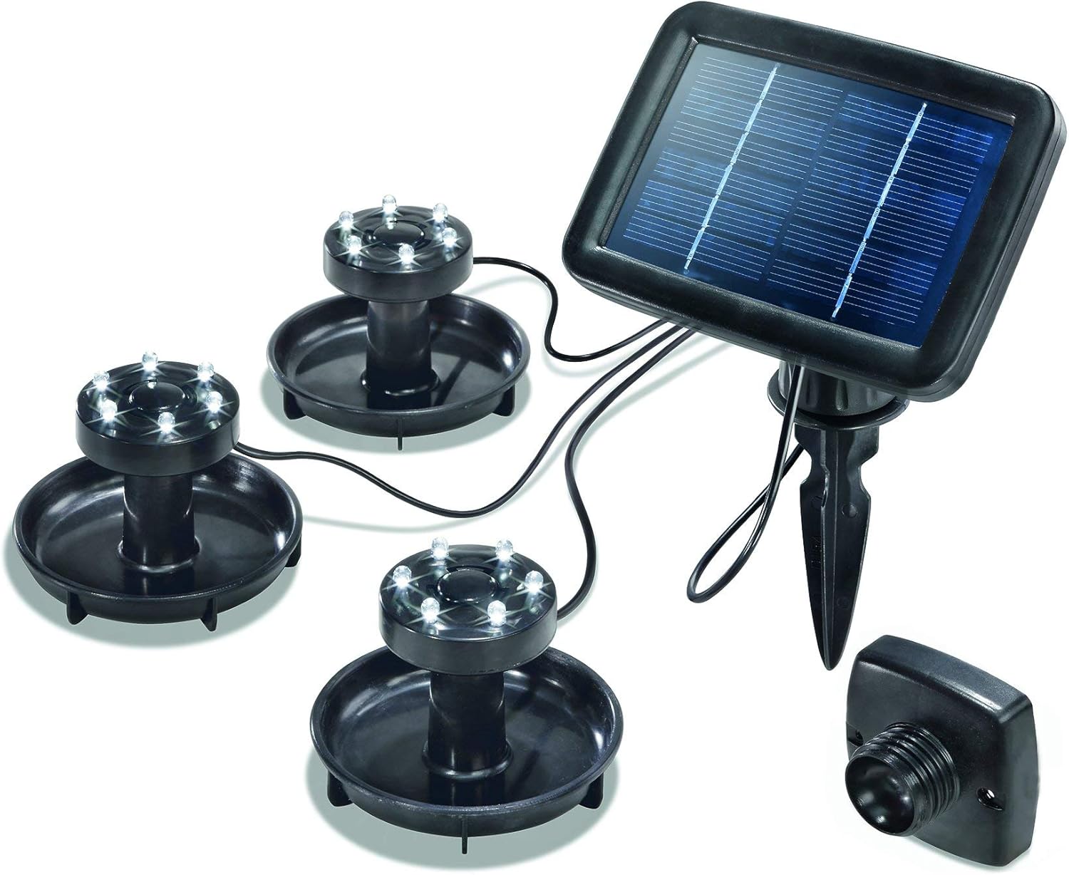 Esotec Solar Unterwasserstrahler Splash, 3er Set, LED Spot, Bodenleuchte, Unterwasserleuchte, Teichbeleuchtung, 6000K, kaltweiß, Erdspieß, Akku, IP68, wasserdicht, wetterfest, 102148