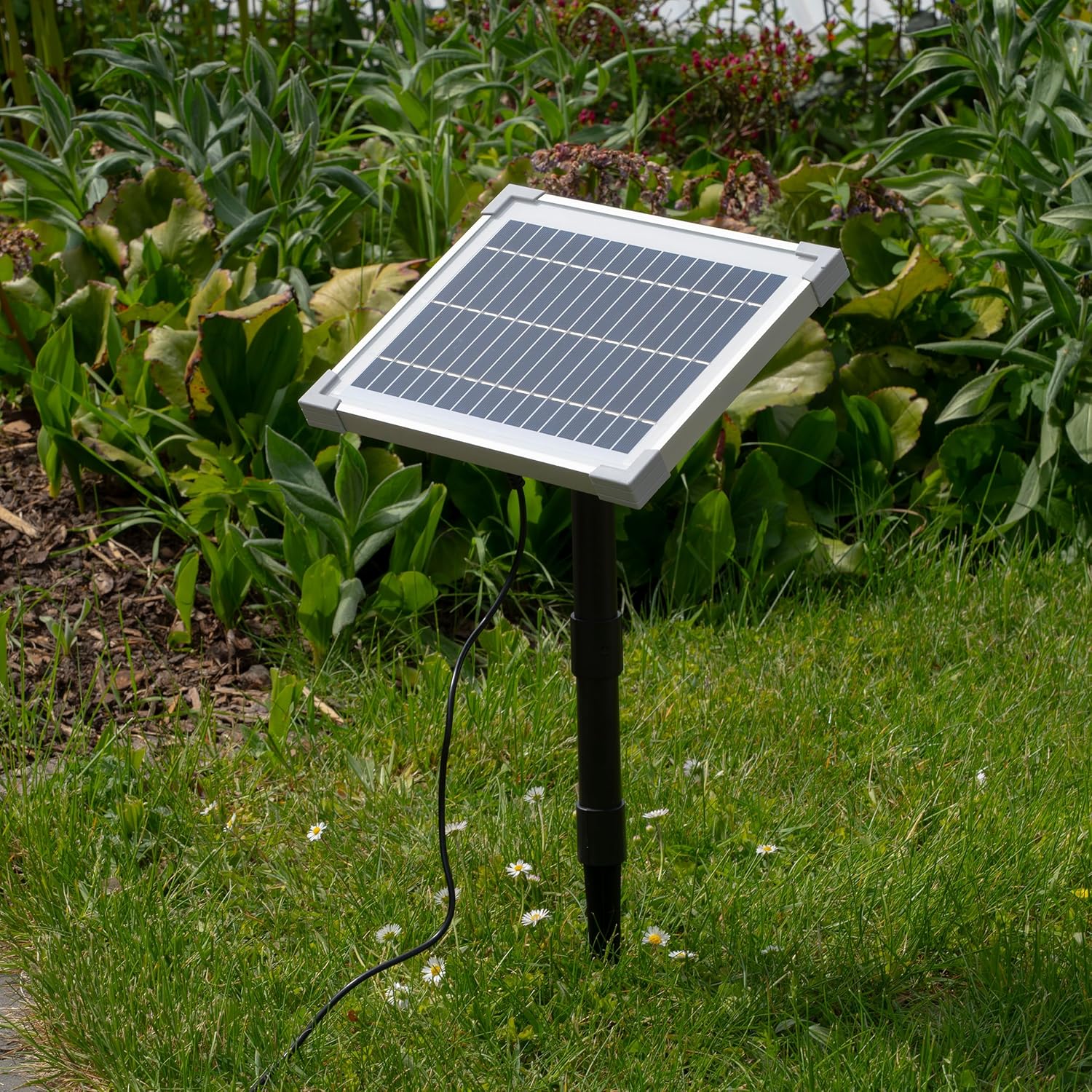 Esotec Solar Wasserspeier Set sitzender Elefant LUMI, H=17,5cm, Wasserspiel mit Teichpumpe 250l/h, Schlauch, Solarmodul, Solarbrunnen für draussen, Wasserspiel Garten-Teich 101675 — Ansicht 6