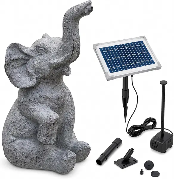 Solar Wasserspeier Set sitzender Elefant LUMI