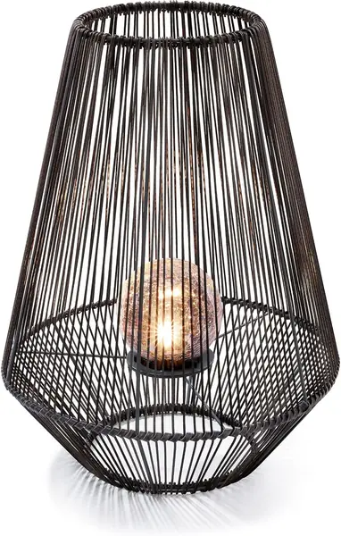 Solar Windlicht Ilona – Dekoleuchte, Polyrattan