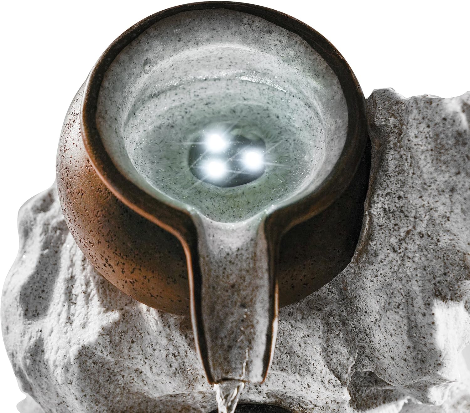 esotec Solarbrunnen Gartenbrunnen mit Akku & LED, Felsen Kaskadenbrunnen 48 cm, Wasserspiel für Garten Terrasse Balkon, Polyresin 101321 — Ansicht 5
