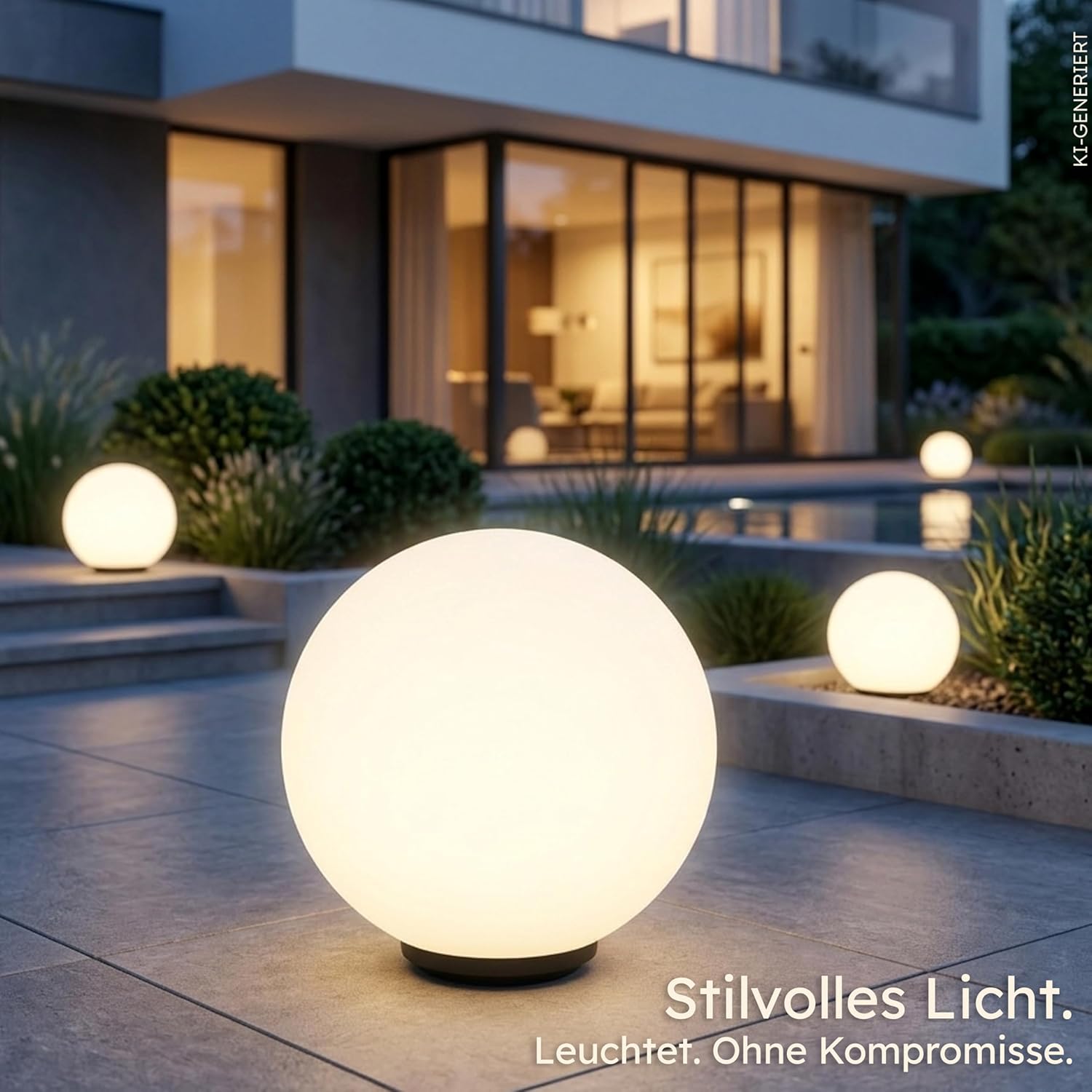 Esotec Solarkugel Liana CCT, 40cm, multicolor, Fernbedienung, Farbwechsel, RGB LED Gartenkugel, Leuchtkugel, Solarleuchte, Kugelleuchte, Kunststoff, IP44, wetterfest, winterfest, außen, 102641 — Ansicht 2