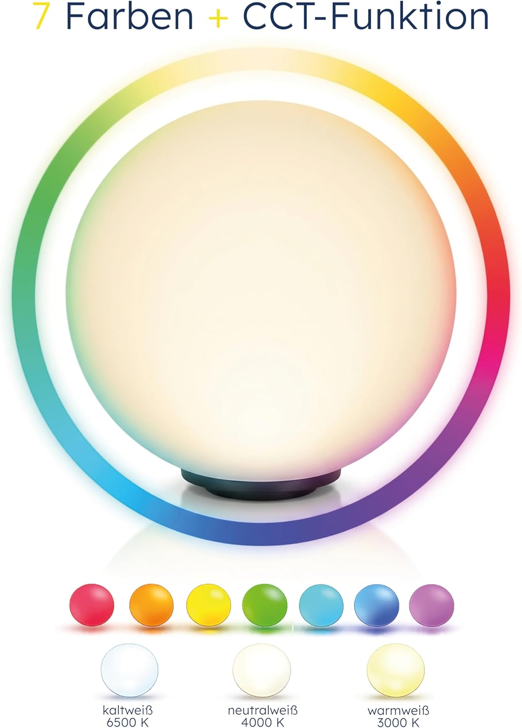 Esotec Solarkugel Liana CCT, 40cm, multicolor, Fernbedienung, Farbwechsel, RGB LED Gartenkugel, Leuchtkugel, Solarleuchte, Kugelleuchte, Kunststoff, IP44, wetterfest, winterfest, außen, 102641 — Ansicht 4