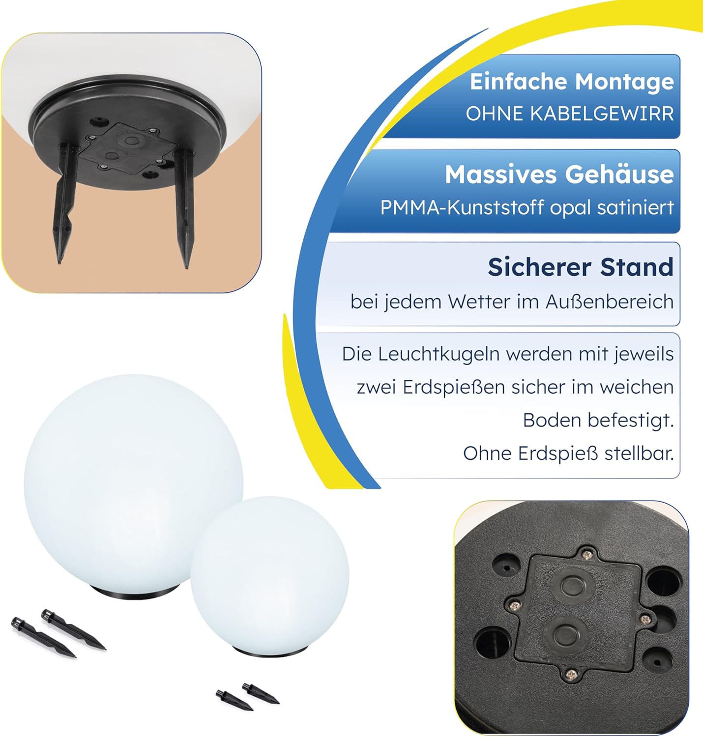 Esotec Solarkugeln für den Garten, 2er Set, multicolor, 20+30cm, 7 Leuchtfarben, Leuchtkugel, Lichtkugel, Akku, LED Solarkugel, Solarleuchte, Kugelleuchte, außen, winterfest, outdoor, 102613 — Ansicht 6