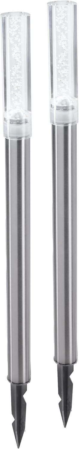 Esotec Solarlampen für außen Leuchtstäbe TWINS 2er Set, bernsteinfarbenes LED-Licht, eingeschlossene Luftblasen, Gartenbeleuchtung, Wegeleuchte, Edelstahlrohr, winterfest 103307 — Ansicht 5