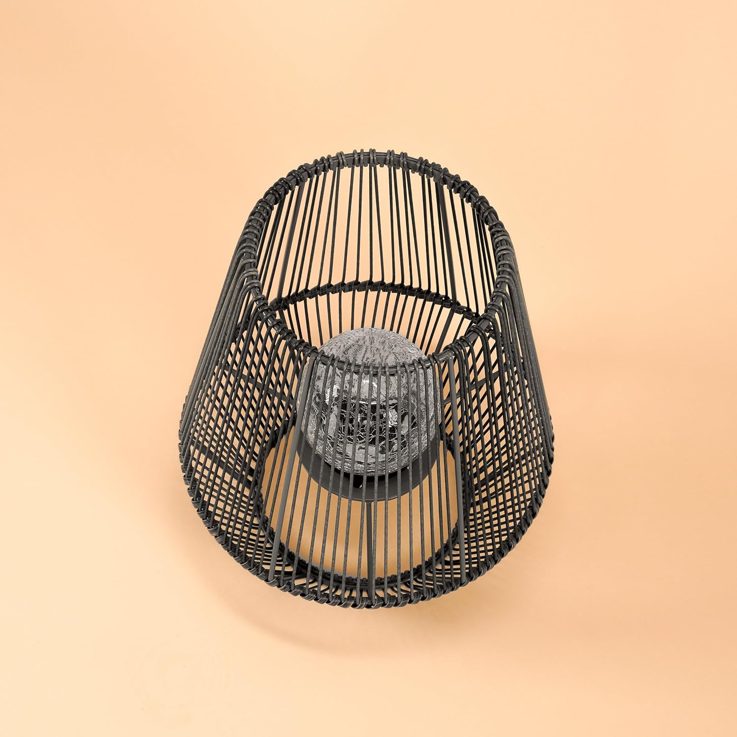 Esotec Solarleuchte Ilona, Dekoleuchte, Polyrattan, Crackle Ball Bruchglaskugel, LED Gartenleuchte, Solarlaterne, Solarlichter, Akku, Metall, IP44, wetterfest, außen, schwarz, Höhe 31,5cm, 102207 — Ansicht 6