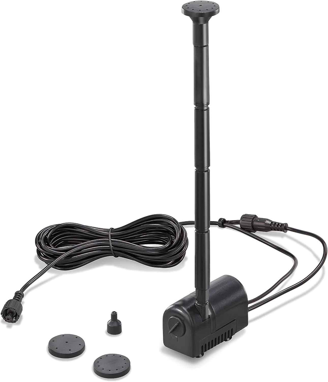 esotec Teichpumpe 230 l/h 6-9 VDC mit Sprinklerset, Springbrunnenpumpe, Wasserspiel Pumpe, LED-Anschluss IP68 101988