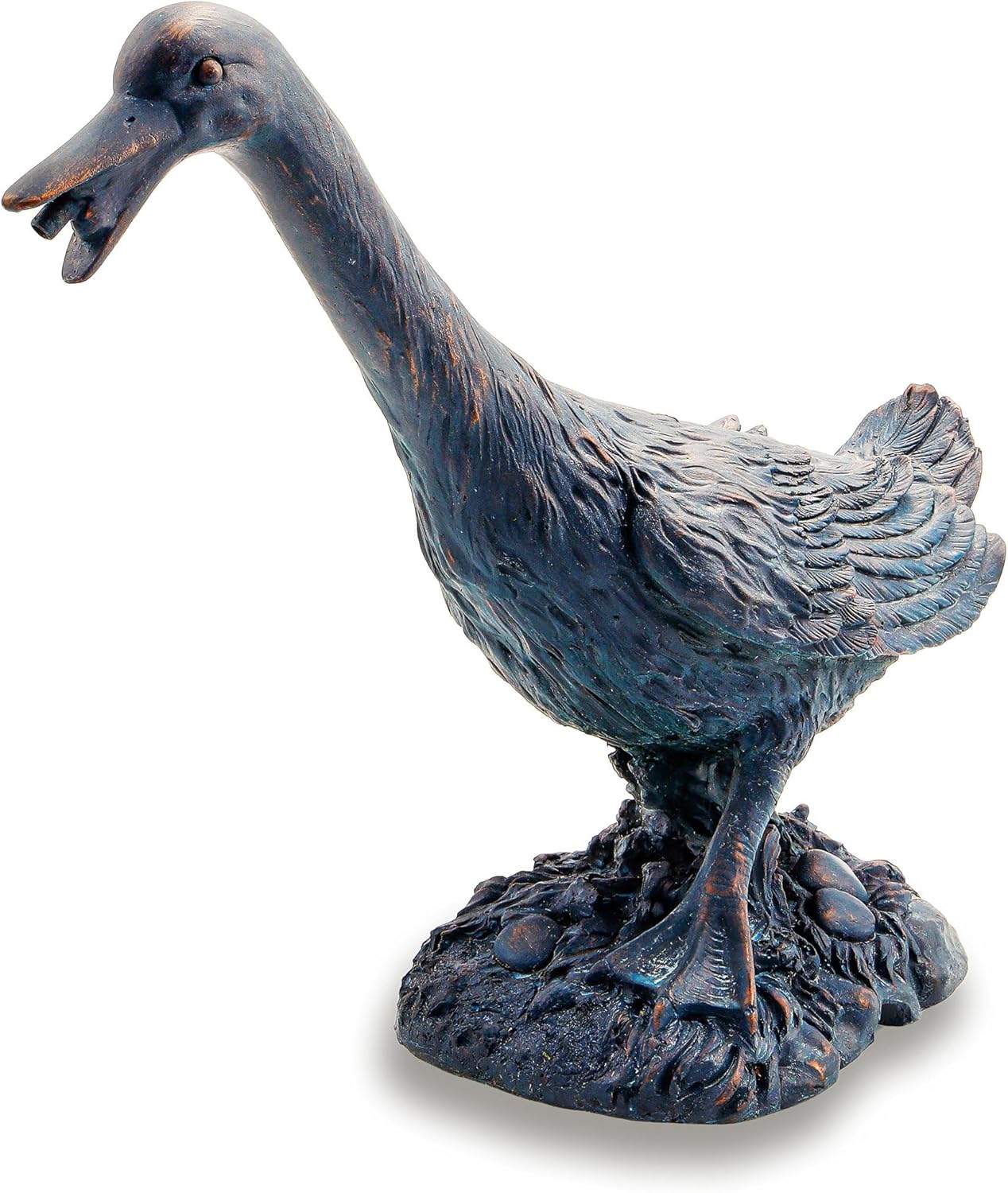 Esotec Wasserspeier Gans Erna, Brunnenfigur für Teich & Garten aus Polyresin, Gartenfigur mit 1,4m Schlauch, Teichfigur für Wasserspiel, 48x20x42cm 100732